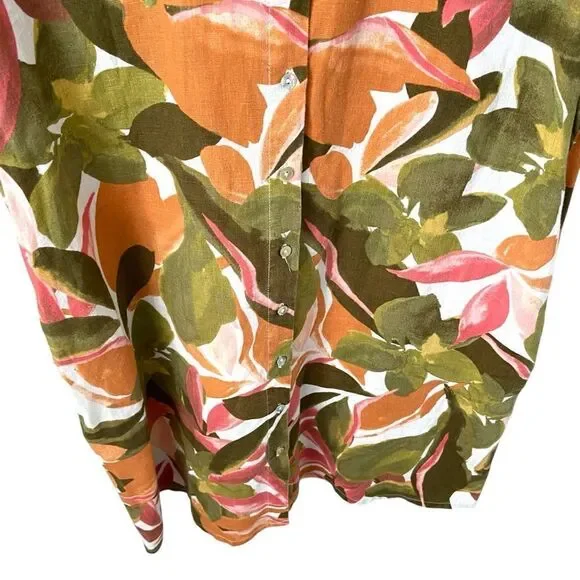 Tahari 100% Linen Floral Patterned Polo Shirt Dress in Size Large - Picture 11 of 13